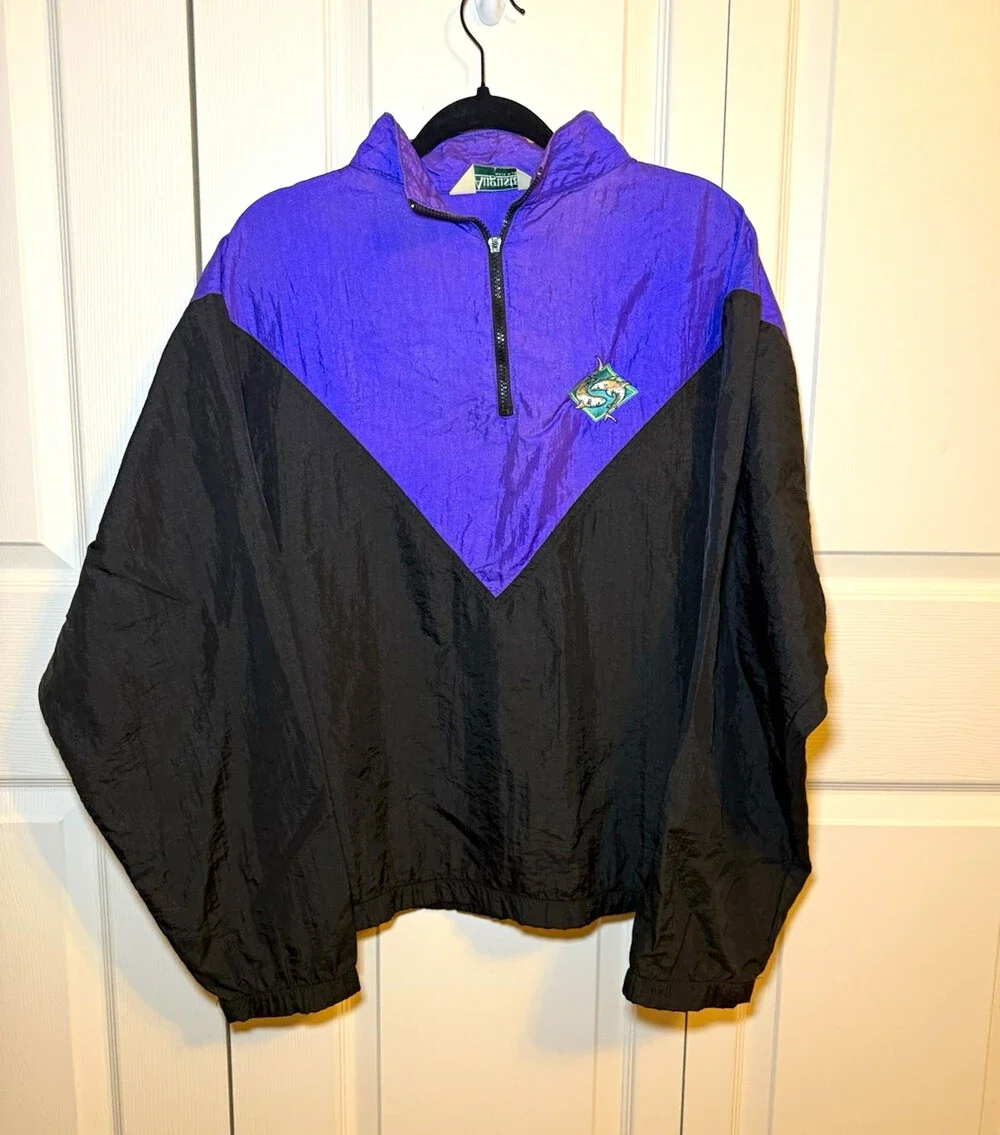 Vintage 90s New Jersey State Aquarium Windbreaker Jacket L Made USA Augusta